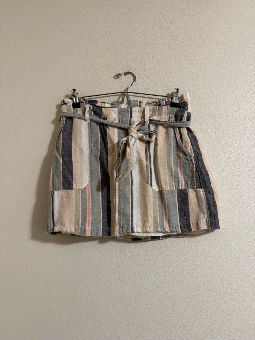 American Eagle Outfitters Striped Mini Skirt in Cream, Gray, Green & Pink